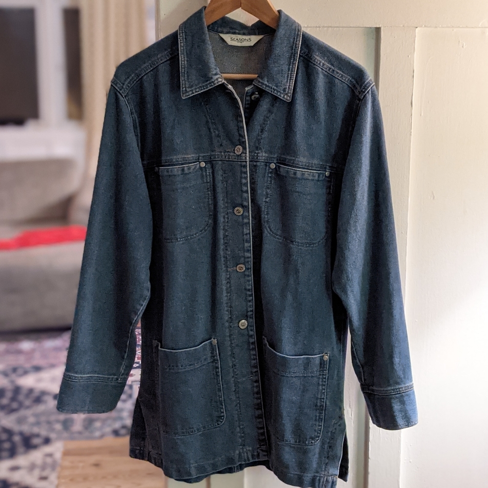 Denim jacket with a corduroy texture